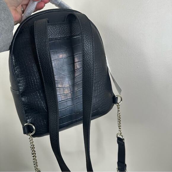 NEW Love Moschino Backpack Black Faux Leather Croc-Effect Bag main image 6